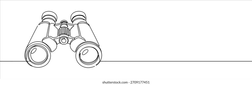 Binoculares continuos de una línea de dibujo. Símbolo de reloj de tiempo.