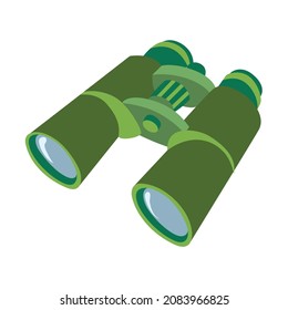 Binoculars in dark green flat design illustration