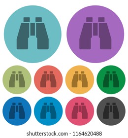 Binoculars darker flat icons on color round background