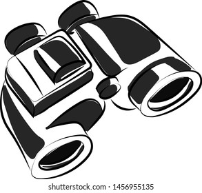 Binoculars drawing, illustration, vector on white background.