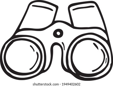 Binokulare zeichnen Vektordoodle-Illustration. Camping-Element. Einzeln auf weißem Hintergrund. Handgezeichnetes einfaches Element
