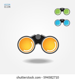 Binoculars explorer find icons,three different color.Flat style vector illustration