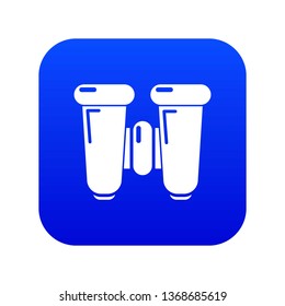 Binoculars explorer icon blue vector isolated on white background