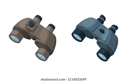 Binoculares o gafas de campo como dos telescopios de refracción para ver conjunto de vectores de objetos distantes