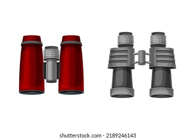 Binoculars or Field Glasses as Two Refracting Telescopes for Viewing Distant Object Vector Set
