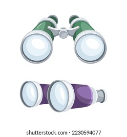 Binoculars or Field Glasses as Two Refracting Telescopes for Viewing Distant Object Vector Set