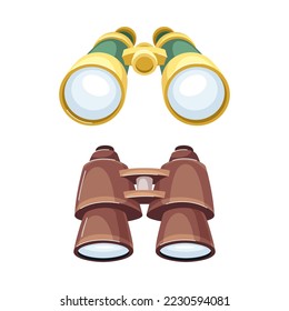 Binoculars or Field Glasses as Two Refracting Telescopes for Viewing Distant Object Vector Set