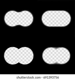 Binoculars field of view vector set. Sight through binoculars of different type. Inside binoculars illustration with blurred edges, design elements or templates collection. Spy, search or observation.