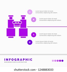 binoculars, find, search, explore, camping Infographics Template for Website and Presentation. GLyph Purple icon infographic style vector illustration.