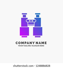 binoculars, find, search, explore, camping Purple Business Logo Template. Place for Tagline.