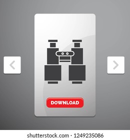 binoculars, find, search, explore, camping Glyph Icon in Carousal Pagination Slider Design & Red Download Button