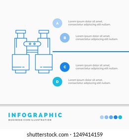 binoculars, find, search, explore, camping Infographics Template for Website and Presentation. Line Blue icon infographic style vector illustration