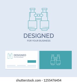 binoculars, find, search, explore, camping Business Logo Line Icon Symbol for your business. Turquoise Business Cards with Brand logo template