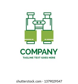 binoculars, find, search, explore, camping Flat Business Logo template. Creative Green Brand Name Design.