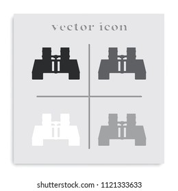Binoculars flat black and white vector icon.