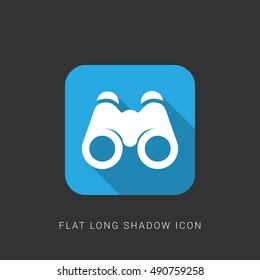 Binoculars Flat blue long shadow Icon / Logo Design