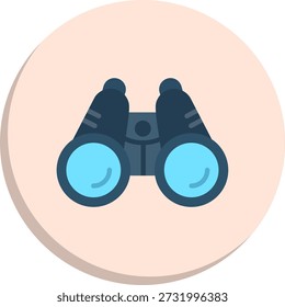 Icono de estilo de círculo plano de binoculares