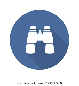 Binoculars flat design long shadow icon. Vector silhouette symbol