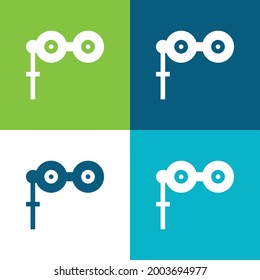 Binoculare Flach vier Farben minimaler Icon-Set