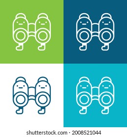 Binoculars Flat four color minimal icon set
