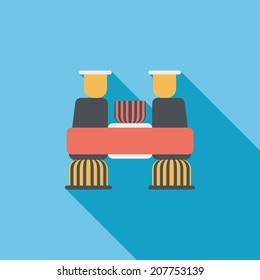 Binoculars flat icon with long shadow