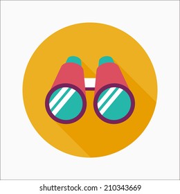 Binoculars flat icon with long shadow