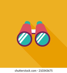 Binoculars flat icon with long shadow