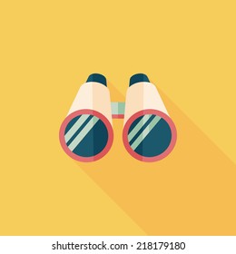 Binoculars flat icon with long shadow