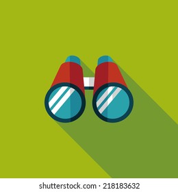 Binoculars flat icon with long shadow