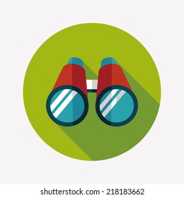 Binoculars flat icon with long shadow