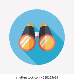 Binoculars flat icon with long shadow