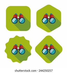 Binoculars flat icon with long shadow