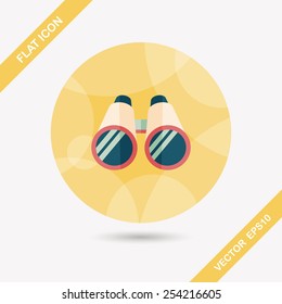 Binoculars flat icon with long shadow