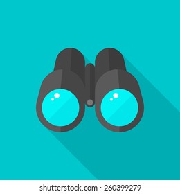 Binoculars flat icon with long shadow on color background , vector illustration , eps10