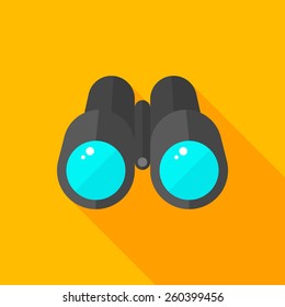 Binoculars flat icon with long shadow on color background , vector illustration , eps10