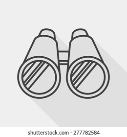 Binoculars flat icon with long shadow, line icon