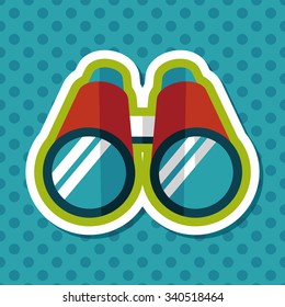 Binoculars flat icon with long shadow