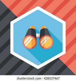 Binoculars flat icon with long shadow