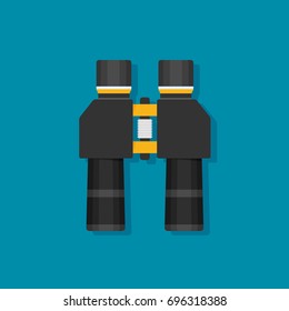 Binoculars flat icon on background vector