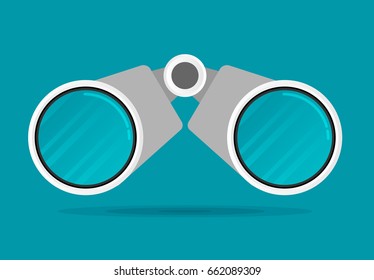 Binoculars flat icon on color background