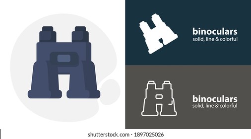 binoculars flat icon, with binoculars simple, line icon