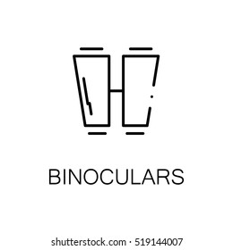 Binoculars flat icon. Single high quality outline symbol of camping for web design or mobile app. Thin line signs of binoculars for design logo, visit card, etc. Outline pictogram of binoculars