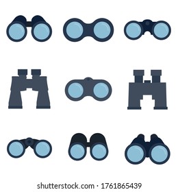 Binoculars flat, icon, vector illustration isolated on white background