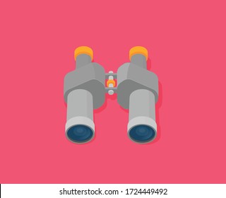 Binoculars flat isolated on color background