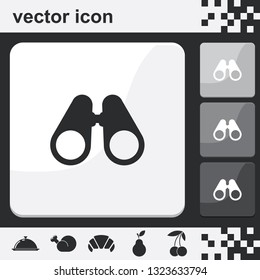 Binoculars flat set of buttons vector icon.