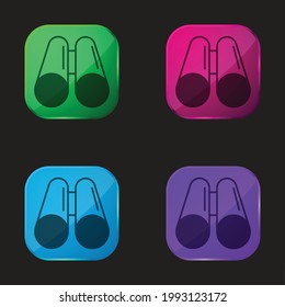 Binoculars four color glass button icon