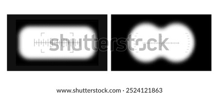Binoculars Frame Overlay Set. blurred border vector transparent backdrop