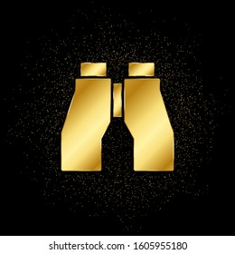 Binoculars gold, icon. Vector illustration of golden particle