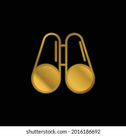 Binoculars gold plated metalic icon or logo vector