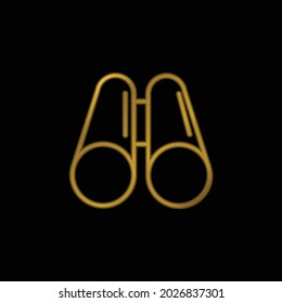 Binoculars gold plated metalic icon or logo vector